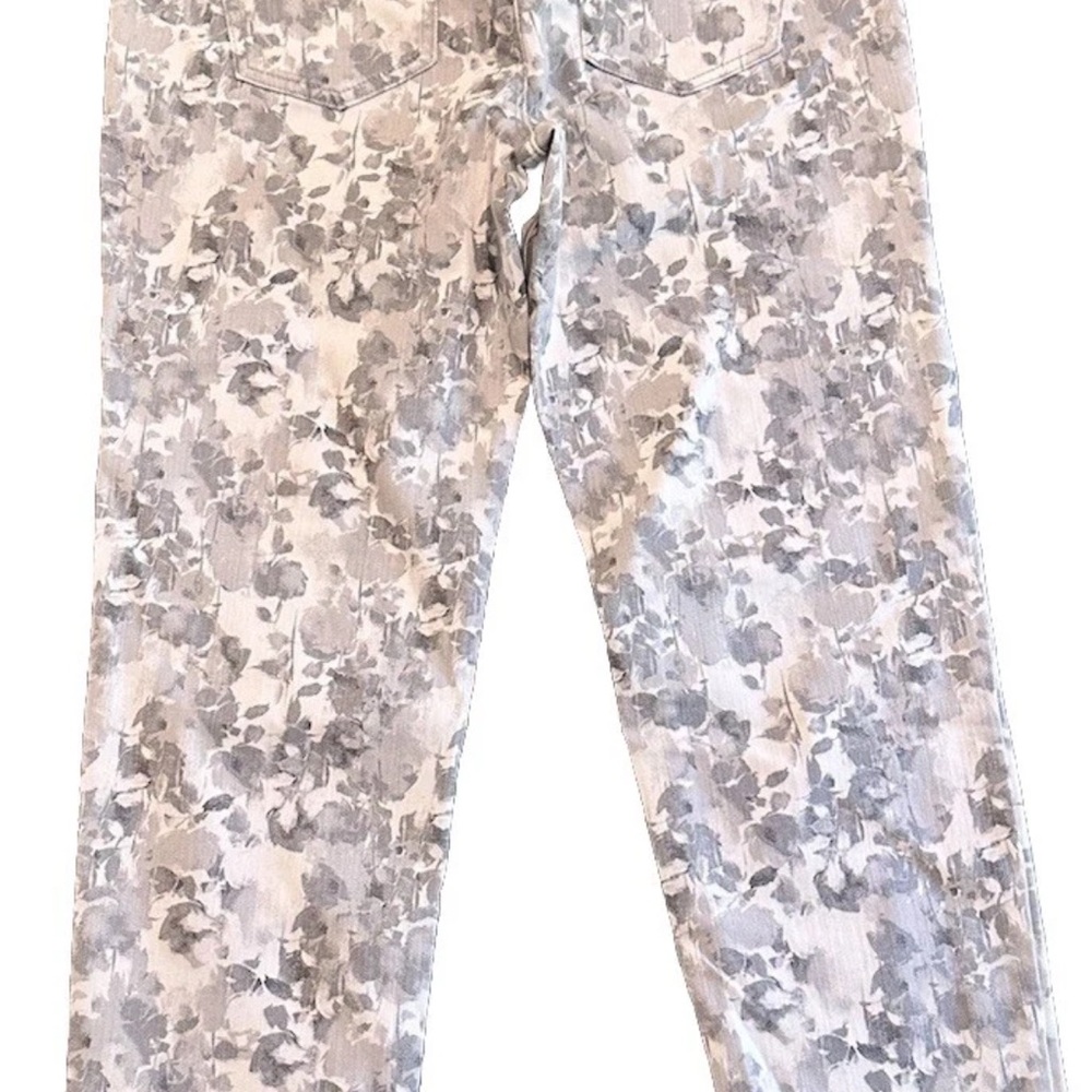 White House Black Market Gray Floral Straight Leg Jeans